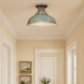 Kinsley 1 Light 14 inch Aged Galvanized Steel Semi-flush Ceiling Light in Teal